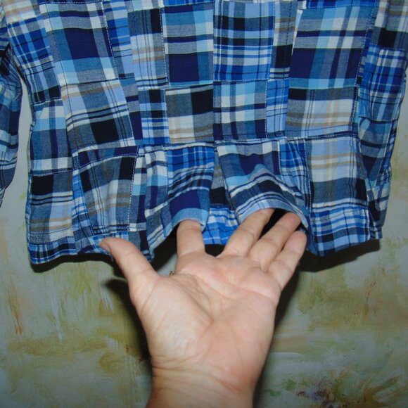 Ann Taylor " Loft " Plaid Patch Blazer Blue Inverted Pleat Womens 6 Soft Lined - Picture 6 of 7